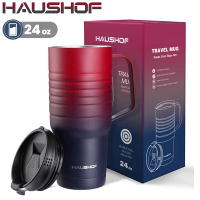 $24.99 • Buy HAUSHOF 24 Oz Travel Mug Tumbler Double Wall Vacuum Insulated Coffee Travel Mugs