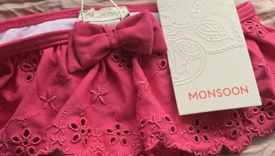 £1.90 • Buy Baby Girls Pink Frilly Bikini Bottoms Monsoon Age 0-3 Months New Tags Swimming