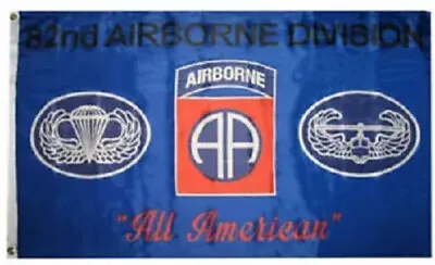 82nd Airborne  Blue  MILITARY Flag - 3 Foot By 5 Foot Polyester (NEW) • £9.53