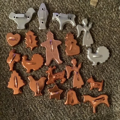 $18 • Buy 19 Vintage Aluminum & Copper Tone All Season Cookie Cutters