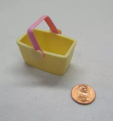 BARBIE Dollhouse Miniature YELLOW PICNIC SHOPPING BASKET Doll House Market • $3.19