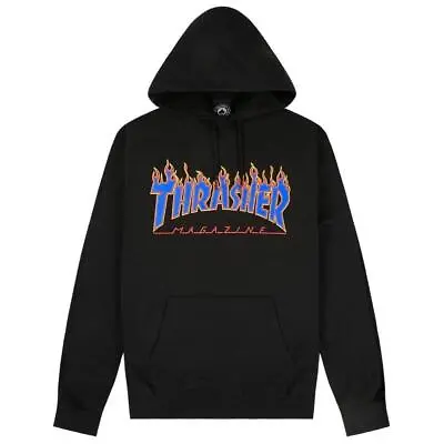 Thrasher Hood Flame Logo Black / Blue Jumper Hoody Hoodie Pullover • $114.80