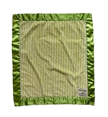 My Blankee Green White Stripe Baby Blanket Satin Trim Edge Kids Security Lovey • $47.99