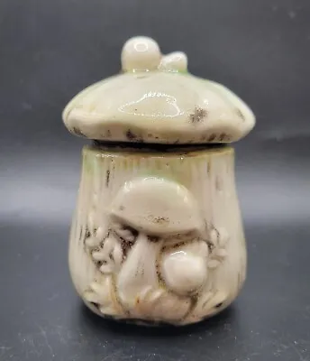 3.5  Mushroom Ceramic Spice Small Jar W/ Lid MCM Vintage Retro Marked K On  Base • $16