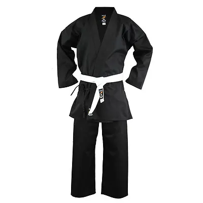 Playwell Black Karate Students Uniform Polycotton Childrens Kids Suits Outfit Gi • £26.99