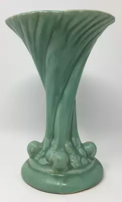 Green Glazed Vase Camark? Trumpet Vase Semi Matte Green • $35