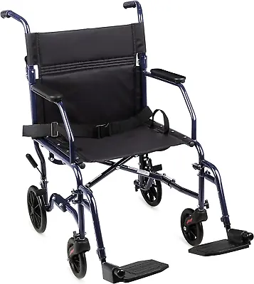 Lightweight Transport Wheelchair With Arm Rest Seat Folding Chair And Foot Rest • $135.99