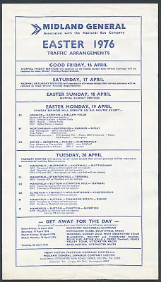 Midland General Traffic Arrangements Easter 1976 ZD2285 • £1.99