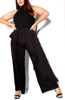 $65 • Buy CITY CHIC Class Jumpsuit In Black - Plus Size XXS / 12 NWT [RRP $179.95]