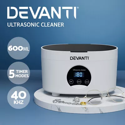 Devanti 600ml Ultrasonic Cleaner Timer Jewellery Glasses Cleaning Machine Degas • $39.95