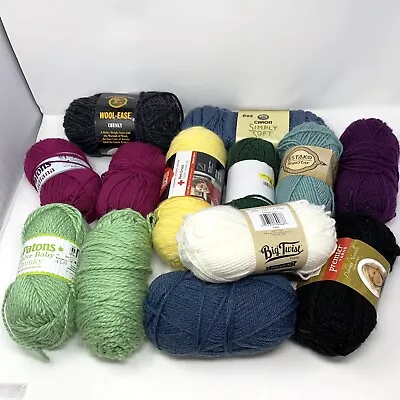 Lot Of 13 Skeins Mixed Yarn Blues Purple Green Crafting Knitting Assorted • $19.99