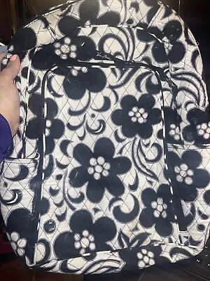 Vera Bradley Quilted Night And Day Laptop Backpack Black White Floral • $14.30