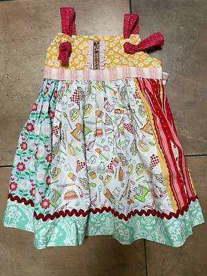 Matilda Jane Platinum  Knot Dress Baking Cooking Kitchen Floral Girls Size 4 • $29.99
