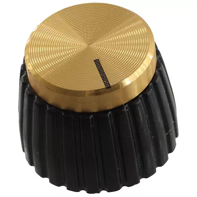 Marshall Amplifier Replacement 1/4  Shaft Knob With Set Screw Black W/ Gold Cap • $6.89