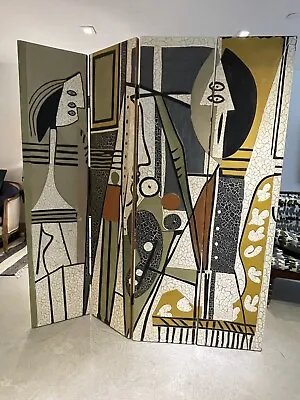 Pablo Picasso Style  Painter And Model  Folding Four-Panel Room Divider • $7650