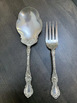 1835 R. Wallace PAT. 1903 Fancy Vegetable Serving Spoon+Meat Fork A1 Silverplate • $39.99