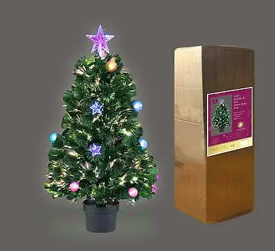 £34.37 • Buy Pre-Lit Christmas Tree Fiber Optic Pine LED Light Xmas Decor Bauble & Star 2-6FT