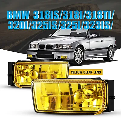 For 92-99 BMW 3 Series E36/M3 Driving Fog Lights Lamp Yellow Glass Lens H1 Pair  • $36.99