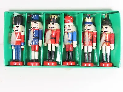 6 Vintage Christmas Wooden Ornaments Lot Nutcracker Toy Soldiers 4  C5677 • $11.99
