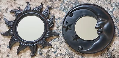 Sun & Moon Black & Rust Wall Accent Mirror Set Approx 12 /13  Diameter • $89.99