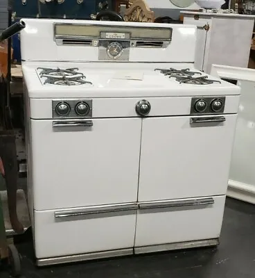 $795 • Buy Vintage Crown White Porcelain 4 Burner Gas Stove With Oven & Broiler W/Manual