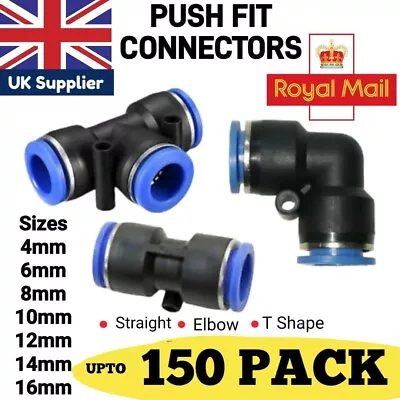 Nylon Pneumatic Push Fit Connector Tube Pipe Joiner Speed Air Water Lines Hose • £130