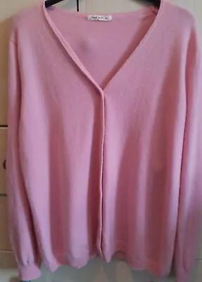 Lovely Woolovers Vneck Cardi 80%merino20% Cashmere Ex Condition Pale Pink Xl • £12.50
