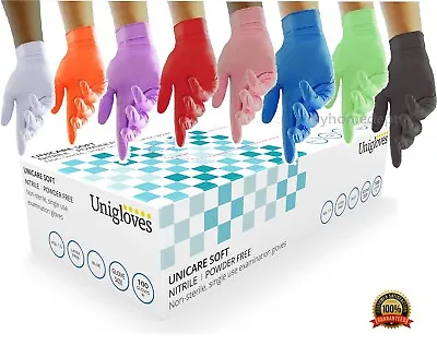£1.99 • Buy Disposable Nitrile Gloves Powder Latex Free Blue Black Red Green Food Tattoo UK
