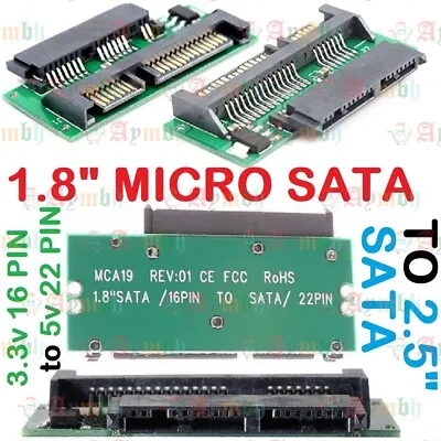 1.8 Inch 16PIN Micro SATA HDD SSD 3.3V To 2.5 Inch 22PIN SATA 5V Adapter Card UK • £5