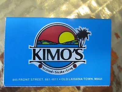 Vintage  KIMO'S  Lahaina Maui Hawaii Matchbox Seafood Steaks Grog Aloha Hawaii  • $13.95