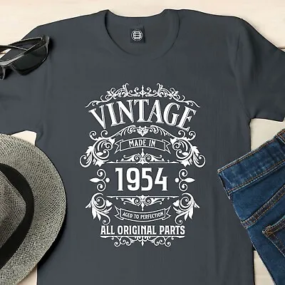 Mens 70th Birthday Gift For Him T Shirt 1954 All Original Parts Born In 1954 • £10.99