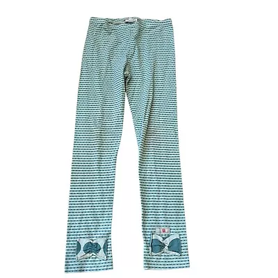 Naartjie Kids Girls Vintage XXXL 9 Years Teal Blue Stripe 2-Tone Leggings • $15