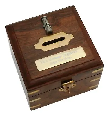 Davy Lamp Wooden Money Box Chest With FREE Engraving Gift 100 • £29.99