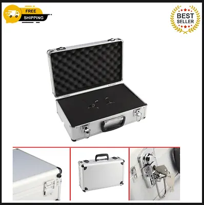 Large Hard Aluminum Flight Case Foam Lockable Tool Camera Gun Storage Carry Box • £19.89
