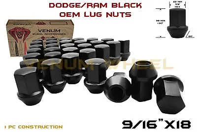 2005-2011 Dodge Dakota 2WD 4WD Black 9/16 OEM/Stock Style Replacement Lug Nuts • $35.25