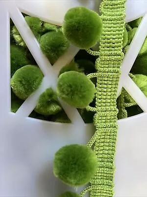 £1.10 • Buy Lime Green Pom Pom Trim Sewing Craft Per Metre 18mm Bobble Fringe 28mm