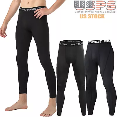 Mens Compression Base Layer Leggings Pants Gym Workout Fitness Athletic Trousers • $11.99