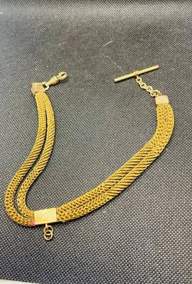 Victorian Gold Filled Ruby Mourning Jewelry Braided Hair Pocket Watch Chain • $150