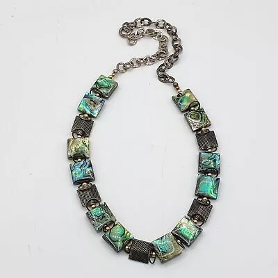 925 Sterling Silver Abalone Beaded Necklace • $31