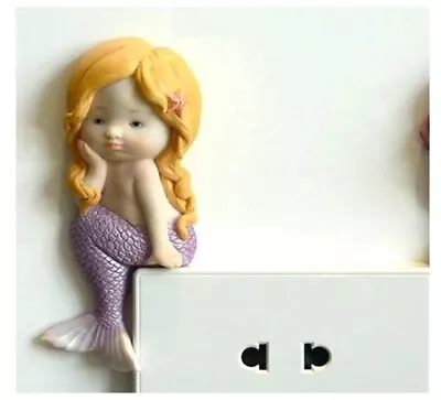 Mermaid Angel Switch Sticker Resin Wall Socket Statue Bedroom Home Decor • $9.37