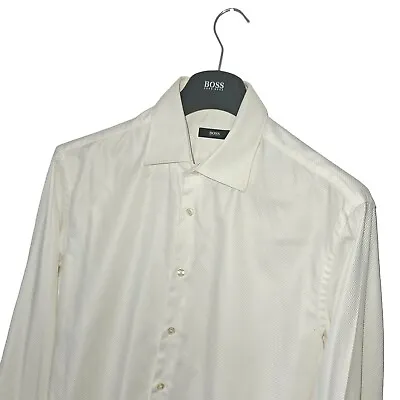 Men's HUGO BOSS  Premium White FRENCH CUFF Button Down Shirt 17/43 XL *VGC* • £13.46