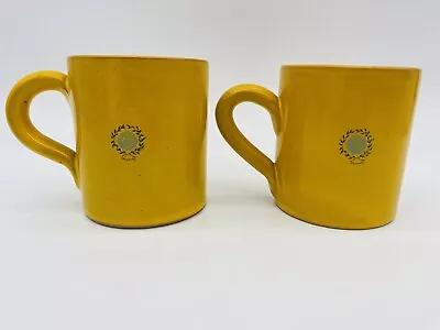 Mamma Ro Mugs Pottery  Marigold Yellow  Italy Coffee Tea Mugs Set Of 2 Vintage • $46