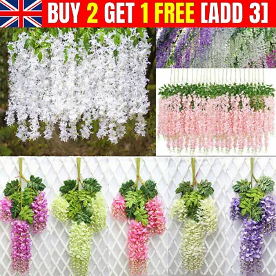 1/12X Artificial Hanging Wisteria Fake Silk Flowers Vine Plant Home Garden Decor • £19.03
