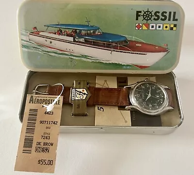 Vintage 1991 Fossil Yacht Watch New In Tin Case W/tags • $55