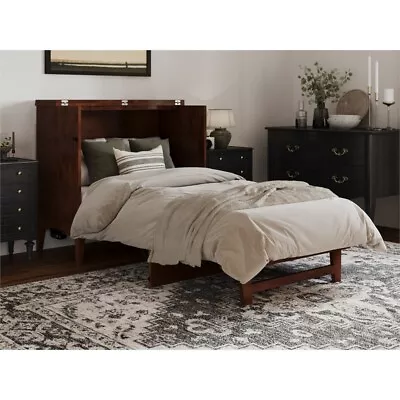 Santa Fe Twin Murphy Bed Chest With Mattress & Built-in Charger In Walnut • $968.99
