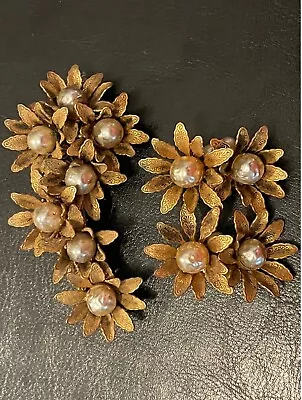 RARE Miriam Haskell Gilded Pearl SIGNED SET Demi Parure Circa 1950s Exceptional! • $550