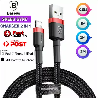 $5.39 • Buy Genuine BASEUS 2.4A USB To Lighting Charging Cable Cord For IPhone 13 12 Pro XS