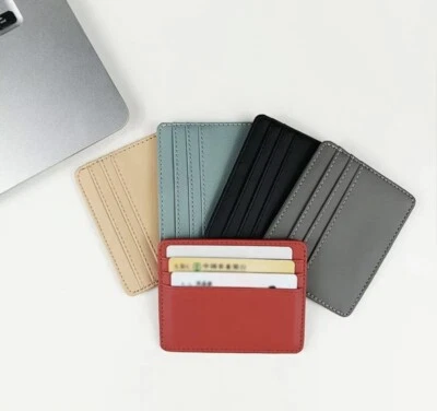 £3.70 • Buy 1/2 Pu Leather ID Card Holder Slot Slim Card Case Wallet Women Men Business Card