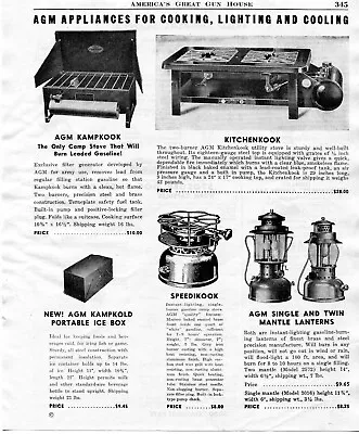 1947 Print Ad Of AGM Kampkook Kitchenkook Speedikook Camp Stoves & Lanterns • $9.99