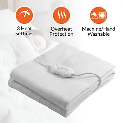 Electric Heated Blanket Warming Winter Underblanket Single Double King Size • £19.99